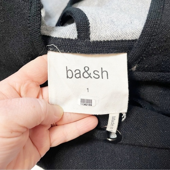 ba&sh Lady Cape Small hooded poncho wool black‎ gray neutral sweater knit cozy - Picture 8 of 12